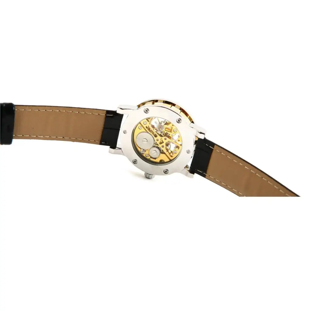 Winner-Herrenuhr-Selbstaufzug mechanische Uhr-Leder armbanduhr-Золотой | Электроника