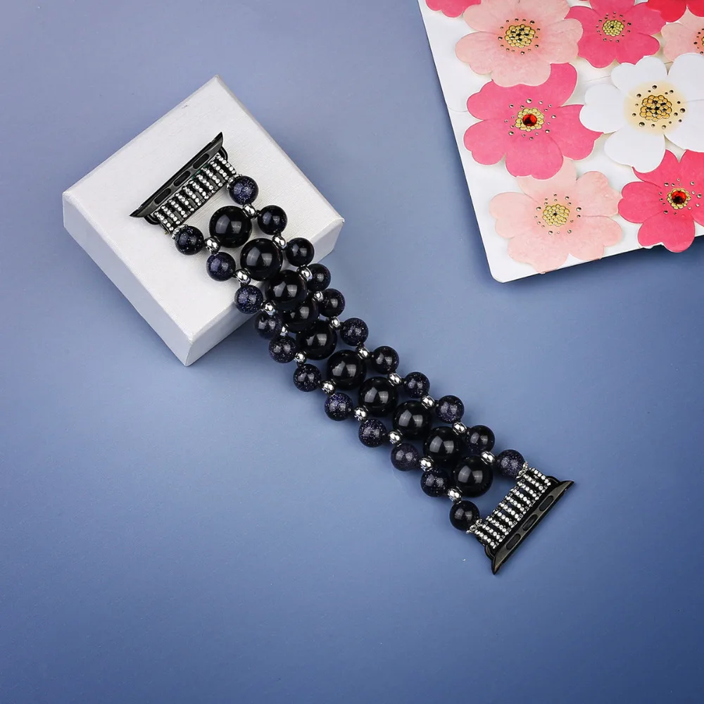 Ручной работы агат гематит дерево ремешок для Apple Watch 4 band iwatch series 5 3 2 correa мм 44 38 40