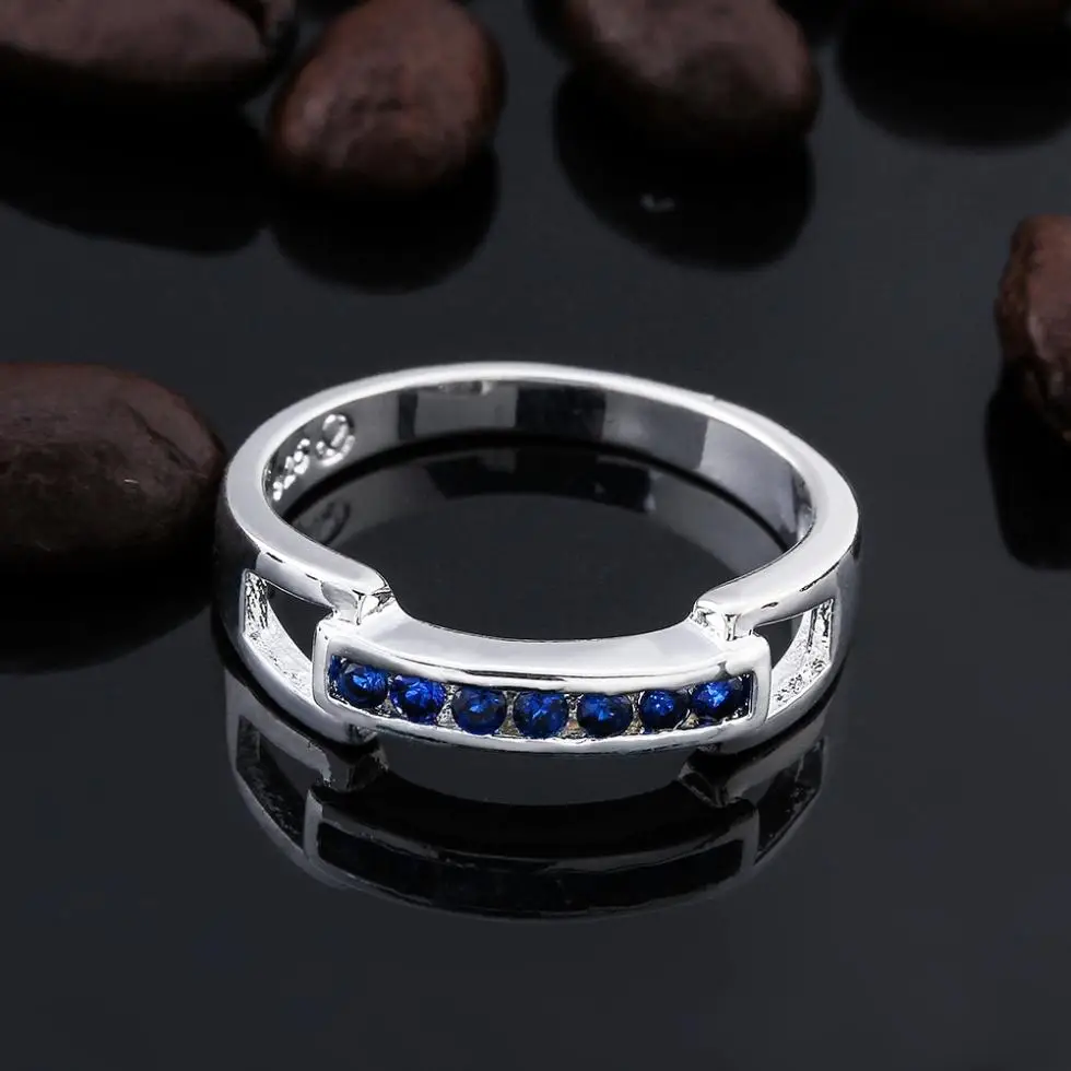 Прямой линии CR641 # Ретро Винтаж обручальные кольца подушку с серебряным покрытием