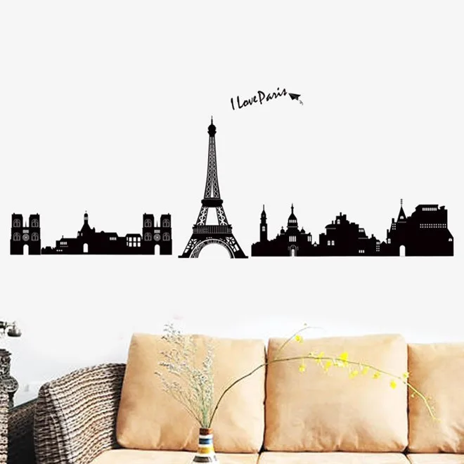 I Love Paris виниловые наклейки на стену для гостиной Эйфелева башня украшение