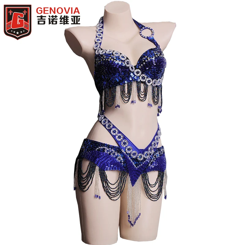 

Women Belly Dance Costume 2 Pics Bra&Belt 34B/C 36B/C 38B/C 4 Colors