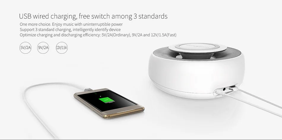 Переносной Bluetooth колонки Беспроводной телефон Зарядное устройство NILLKIN Hi-Fi стерео звук Системы Qi Быстрая зарядка для Xiaomi Smart Home Спальня