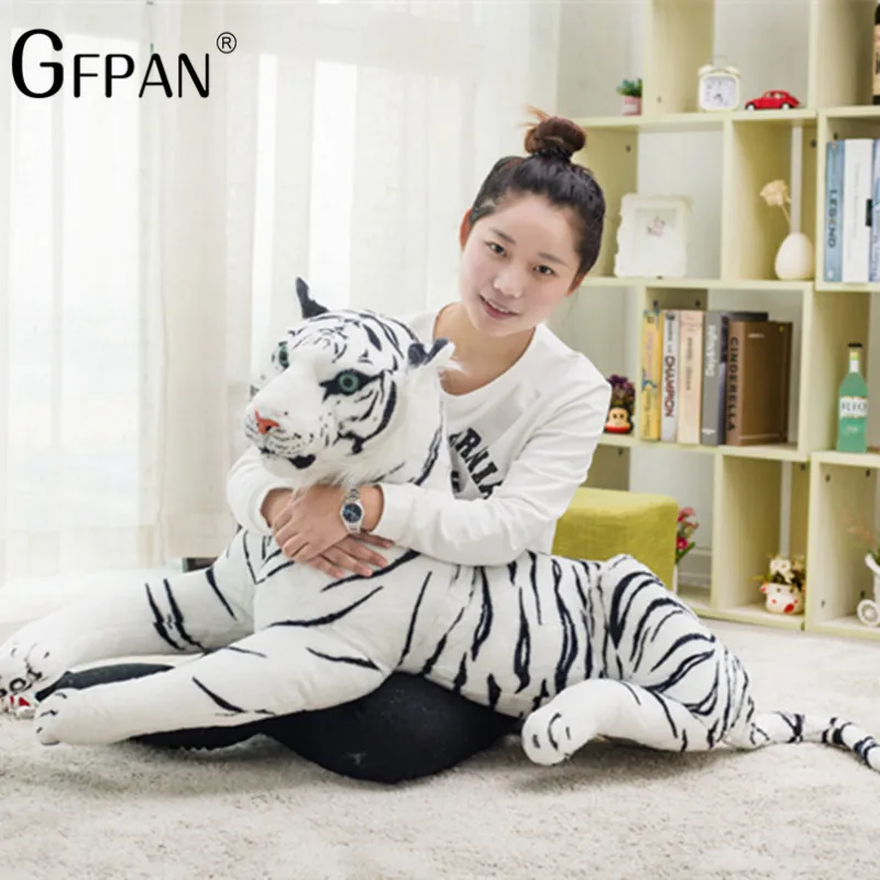 60-30cm Simulation White Tiger Plush Toy Cute Stuffed Animal Pillow Cushion Baby Doll Toys Creative Gift for Children Kids
