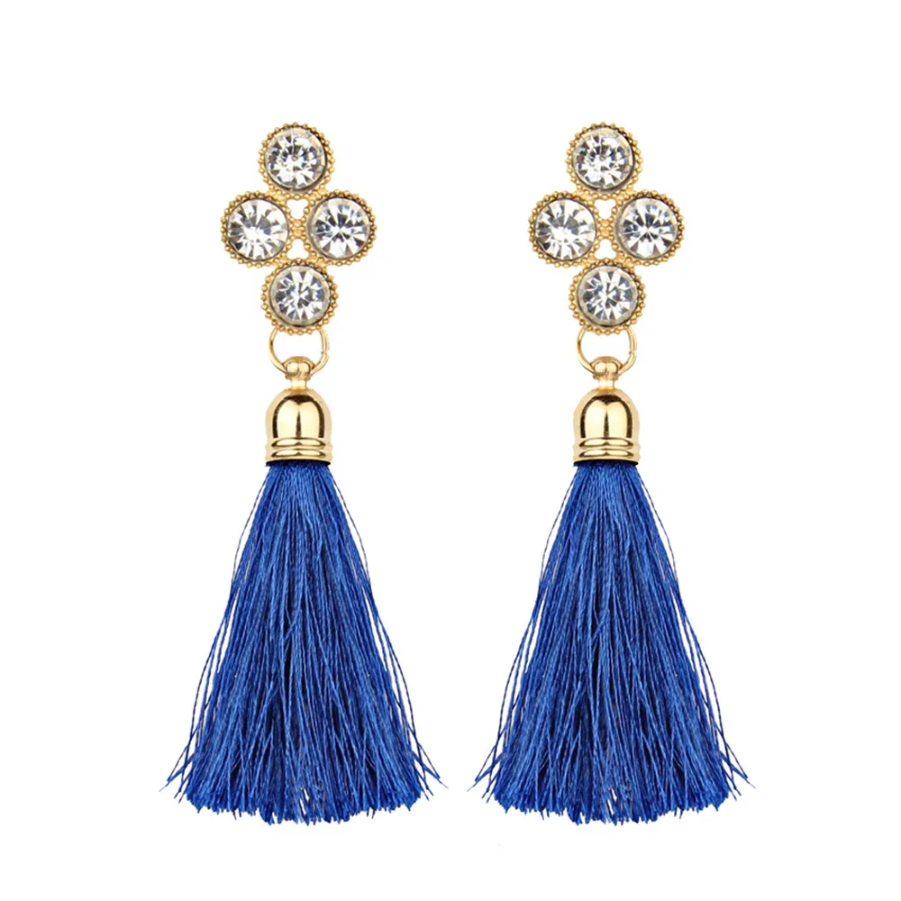 4 цвета модные стразы шерстяной веревки Ленточки серьги великолепный Jewelry Для