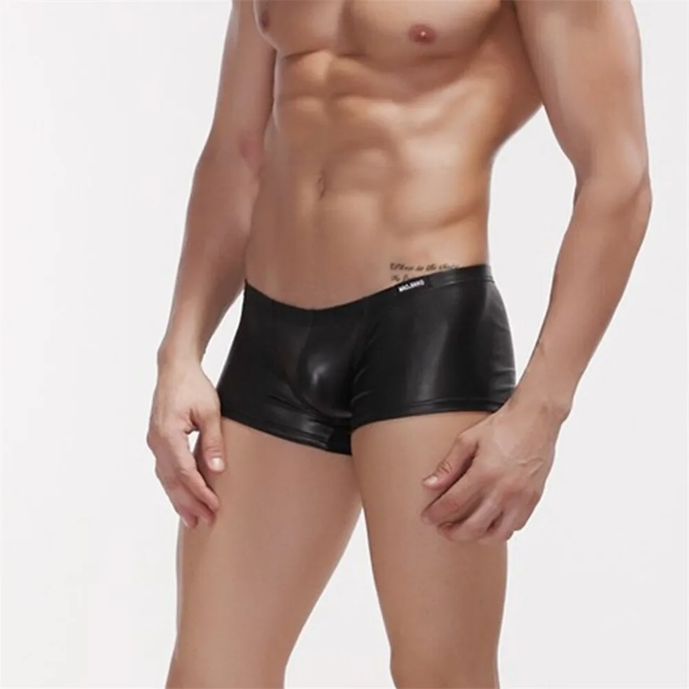 Мужское однотонное нижнее белье с низкой талией из спандекса плоским углом|underwear