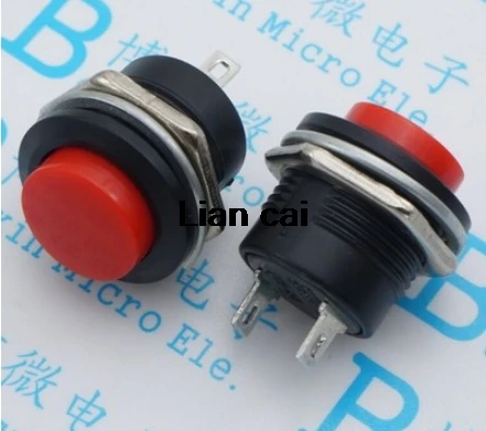 

5PCS/LOT Red Color Momentary Push Button Switch OFF-ON Reset Switch 16MM 3A 250V AC Non Locking Switches Round Button R13-507