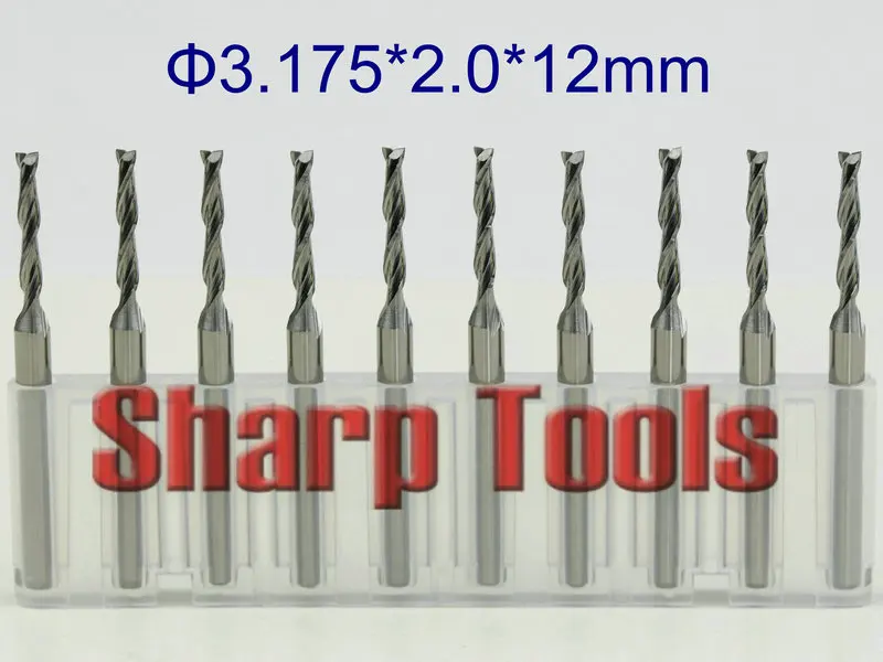 3.175x2.0x12mm-2 Флейта концом Древесины Маршрутизатор биты спираль мельница бит