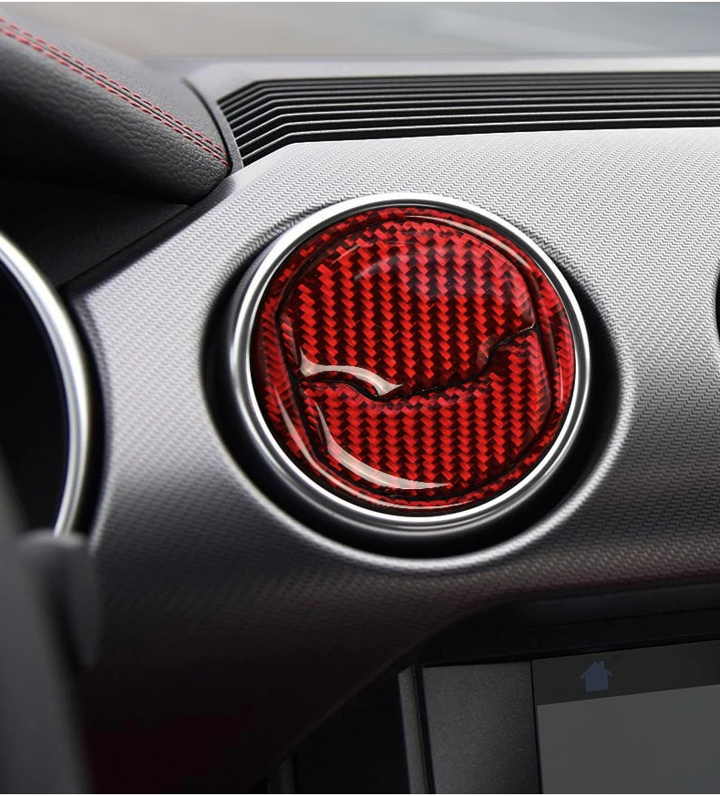 TPIC для Ford Mustang, углеродное волокно, автомобильная интерьерная приборная панель, Центральная вентиляционная розетка, кондиционер, вентиляционная отделка, наклейки