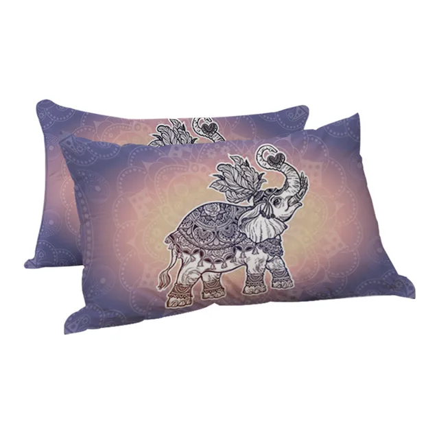 BlessLiving Elephant Sleeping Down Alternative Throw Pillow Turtle Art Body Pillow Mandala Lotus Lavender Bedding 1pc 5