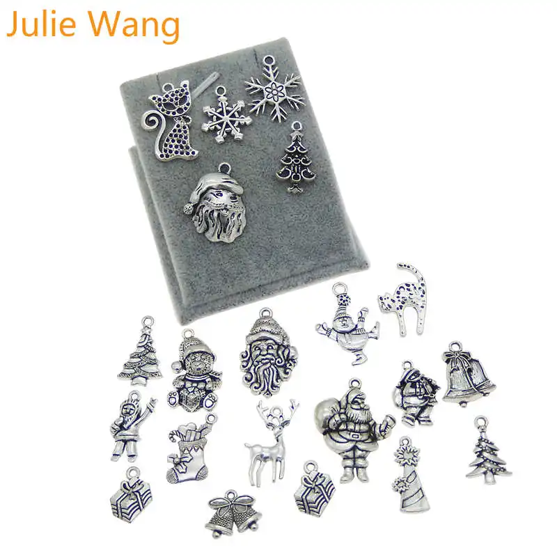 Julie Wang Antique Colors Mixed Christmas Deer Bell Santa Claus Alloy Charms Necklace Pendant Bracelet Jewelry Making Accessory | Украшения