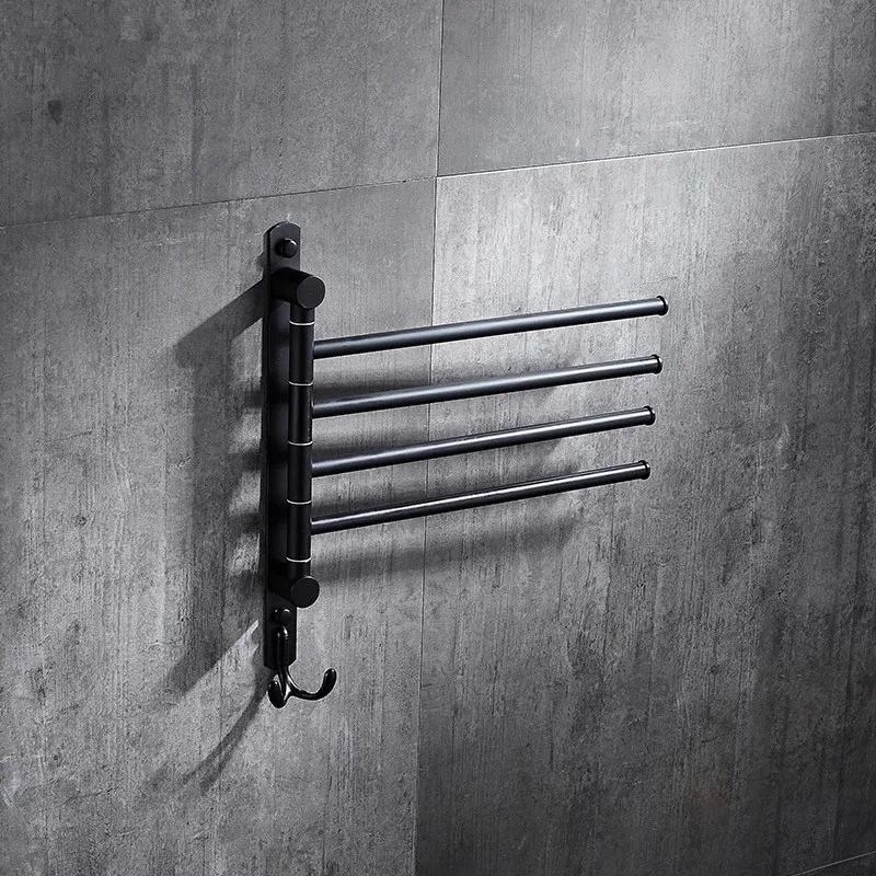Черная подвижная вешалка для полотенец ванной комнаты 2 3 4 вешалки черная