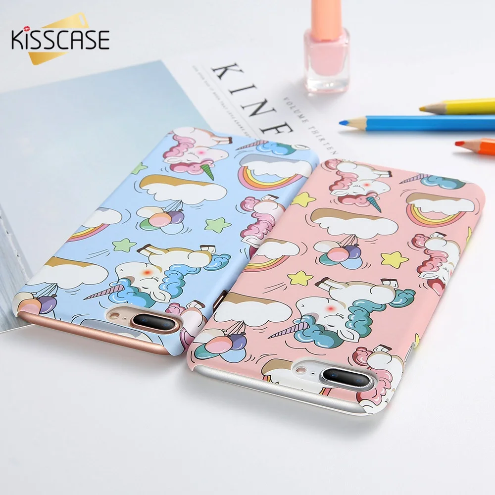 KISSCASE Единорог рисунком чехол на айфон 8 7 6S 6 X XS Max XR Cute Case телефон чехлы для iPhone 8 7 6S 6 Plus Жесткий PC задняя крышка аксессуары 10 Милый Девчушки чехол для iPhone X 5S SE 5 10