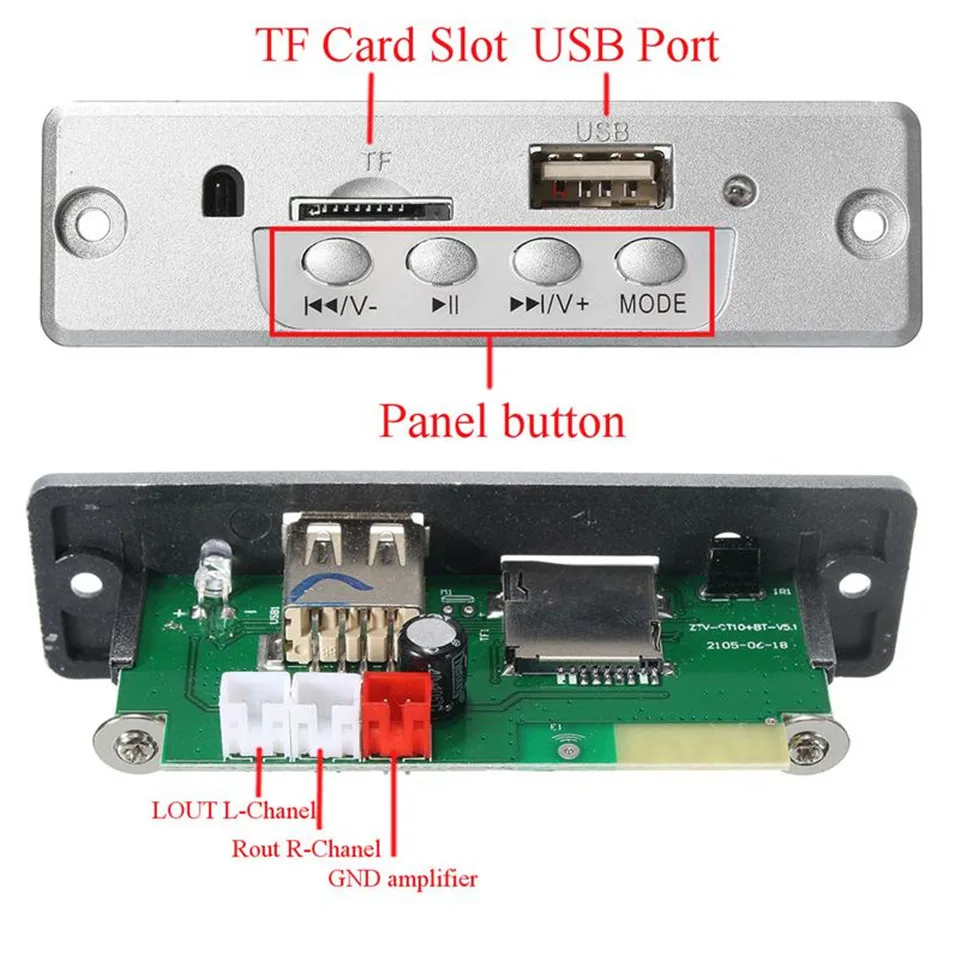 YKSO Bluetooth MP3 Decoder Board Silver Color DC5V Players Accessories Mini Wireless Car Audio Amplifier | Электроника