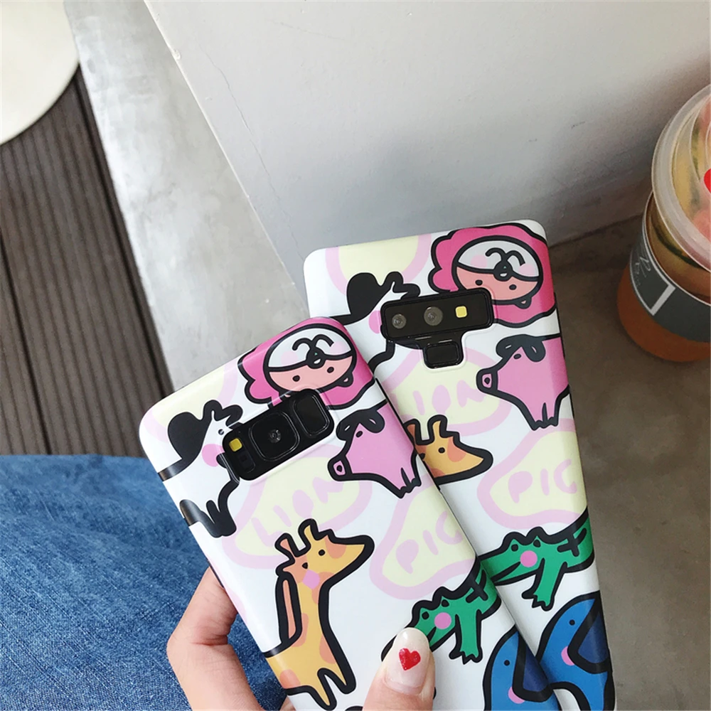 Cartoon Zoo Lion Rabbit Animal Case For Samsung Galaxy S8 S9 S10 Plus Lite S7 Edge Note 8 9 Matte Soft IMD Silicon Cover |