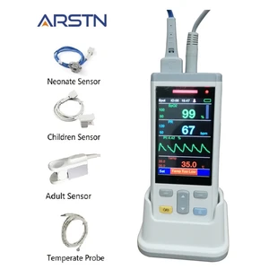 Портативный Пульсоксиметр SpO2 + PR + Temp с ЖК-дисплеем на тонкопленочных транзисторах с 1 или 3 датчиками для взрослых и детей