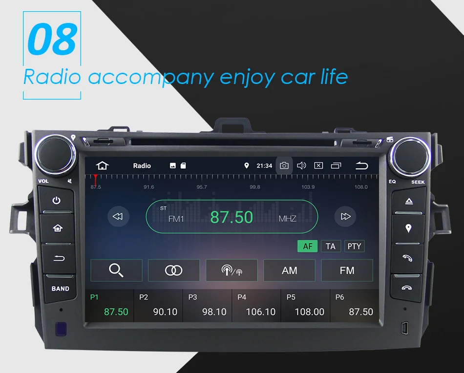 Eunavi 2 din tda7851 Android 9 автомобильный dvd для Toyota Corolla 2007 2008 2009 2010 2011 ips сенсорный экран gps navi Радио 4 Гб 64 Гб DSP