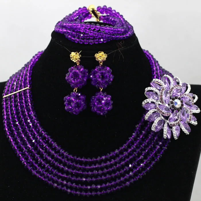 Модный Фиолетовый Свадебный комплект ювелирных изделий в африканском стиле