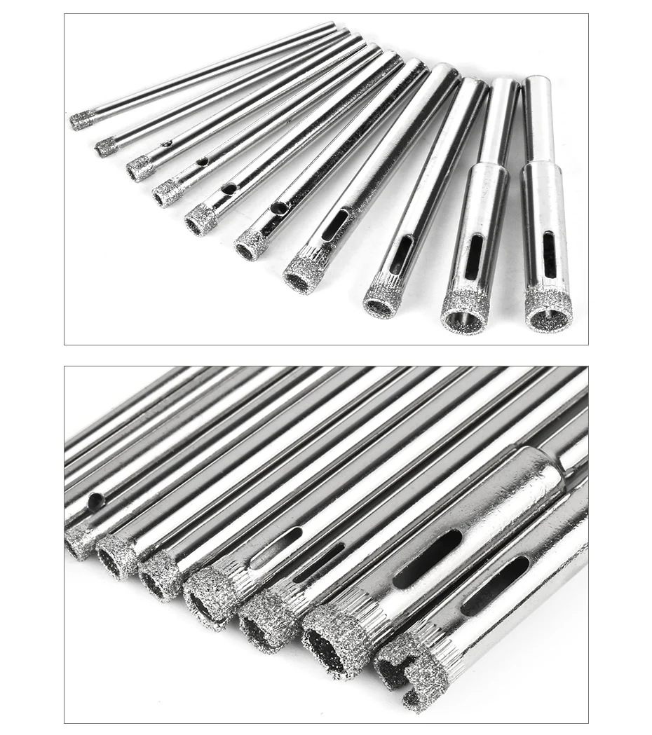 10Pcs Diamond Coated Core Hole Saw Drill Bit Set For Tile Glass 3/4/5/6/8mm For Tile Ceramic Glass Dremel Accessories