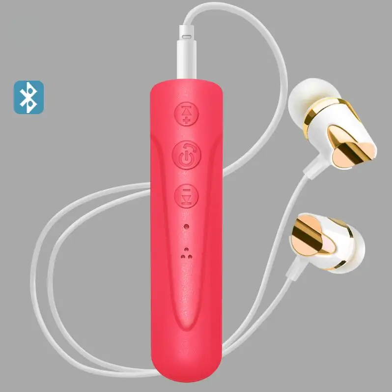 Pink With Earphone Bluetooth наушники с микрофоном, спортивные Bluetooth беспроводные наушники 3,5 мм, микрофон для телефона iPhone - Цвет: Pink With Earphone