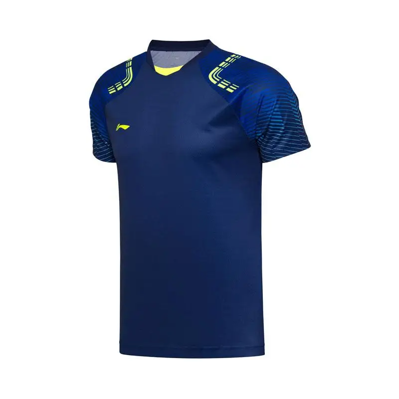 Li-Ning, мужские профессиональные футболки для бадминтона, Стандартная посадка, дышащая удобная подкладка, Спортивная футболка для соревнований, футболка, AAYN031 - Цвет: AAYN031 1H