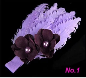 Цветная повязка на голову с перьями для новорожденных девочек волос реквизит