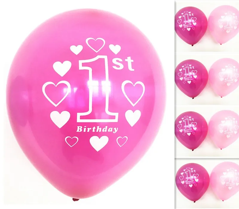 20 шт./лот воздушные шары с цифрами на первый день рождения принтом розовые синие