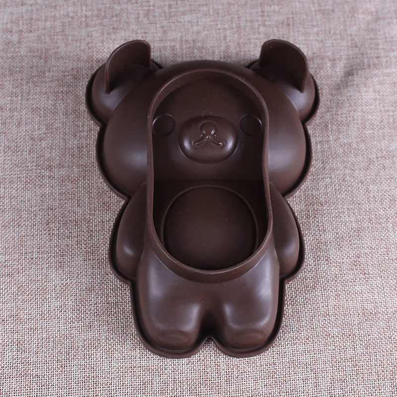 6 дюймовая коричневая форма для выпечки в виде медведя уплотненная силиконовая