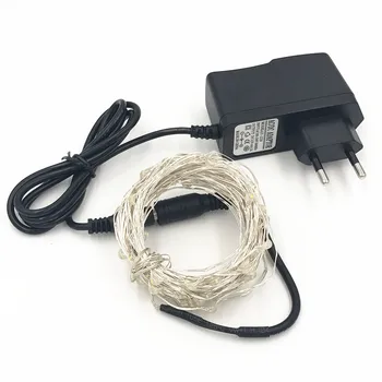 LED 문자열 빛 10m 100LED 실버 와이어 요정 조명 12V 1A 전원 어댑터 크리스마스 신년 웨딩 장식 조명