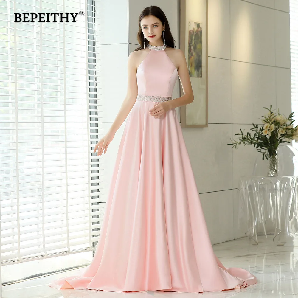 BEPEITHY/длинное вечернее платье с лямкой на шее и поясом со стразами Vestido De Festa