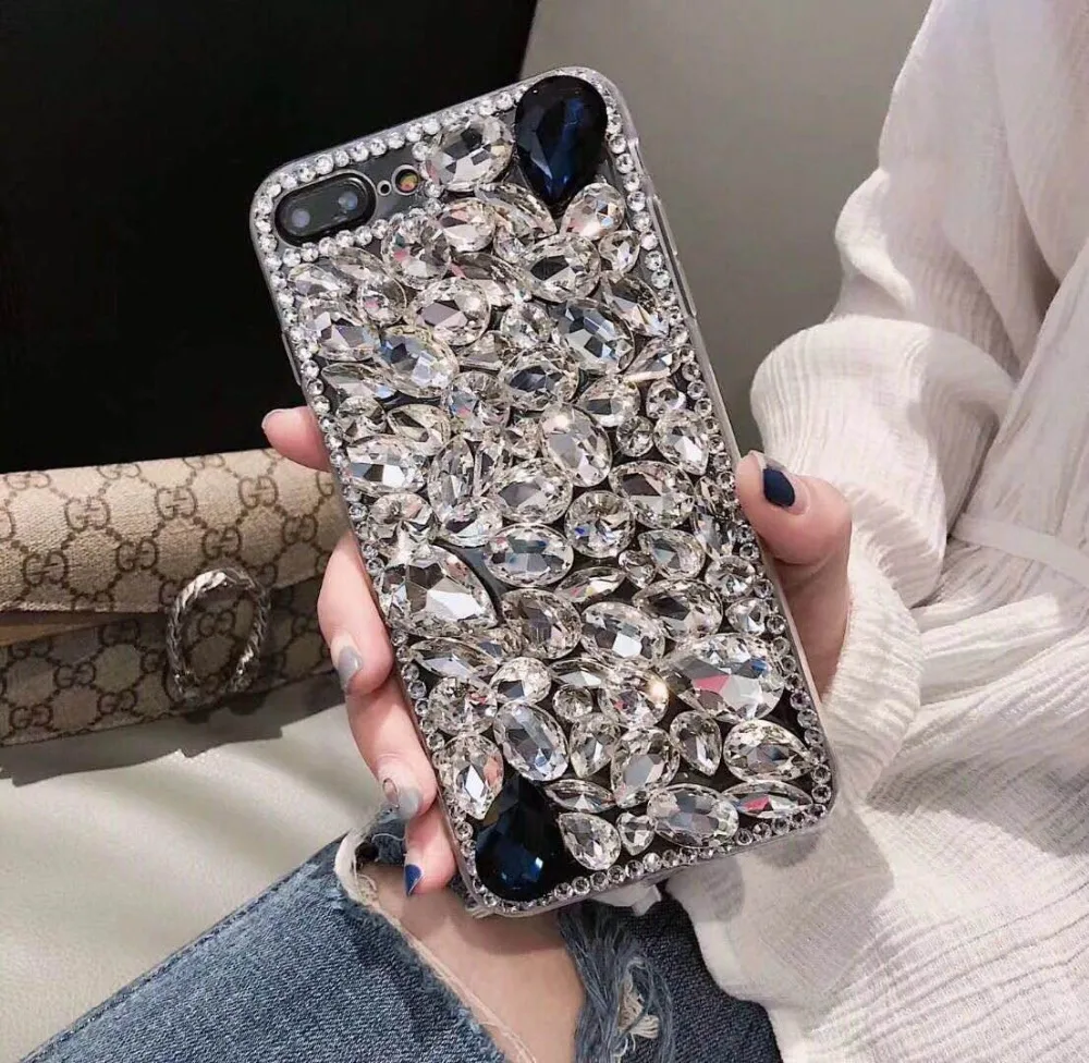 2018 3D супер блестящий чехол с кристаллами и бриллиантами DIY ручной работы для Samsung