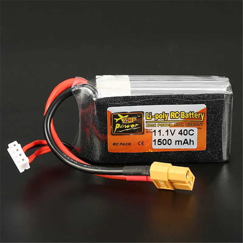 Перезаряжаемая Lipo батарея ZOP Power 11 1 В 1500 мАч 40C 3S XT60 разъем для радиоуправляемой