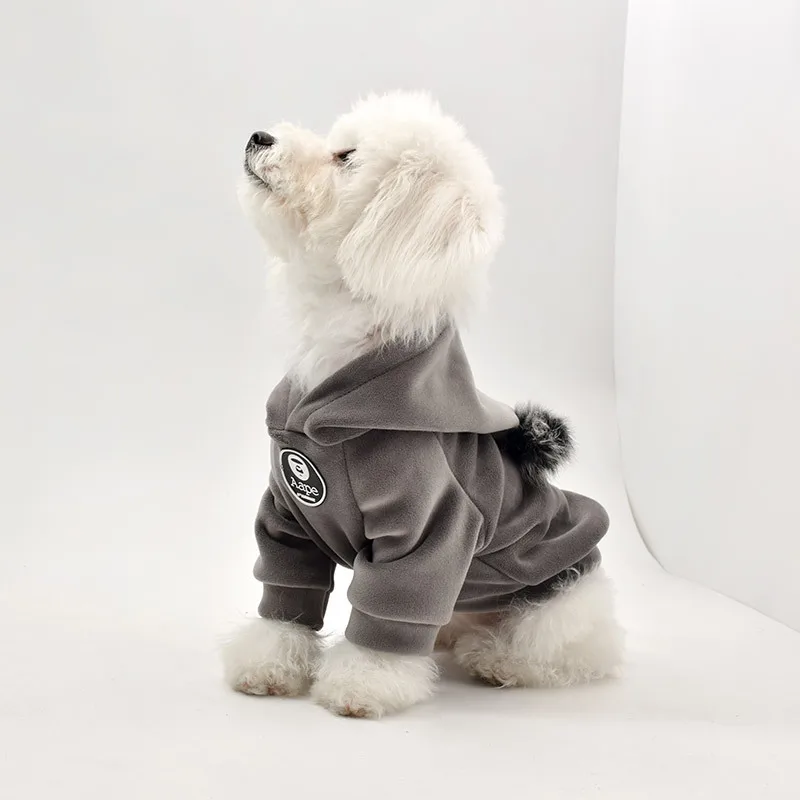 Dog Clothes Outfit for French Bulldog Teddy Soft Pet Fashion Hooides Autumn/Winter Warm Cotton With Hat Cute Coat | Дом и сад