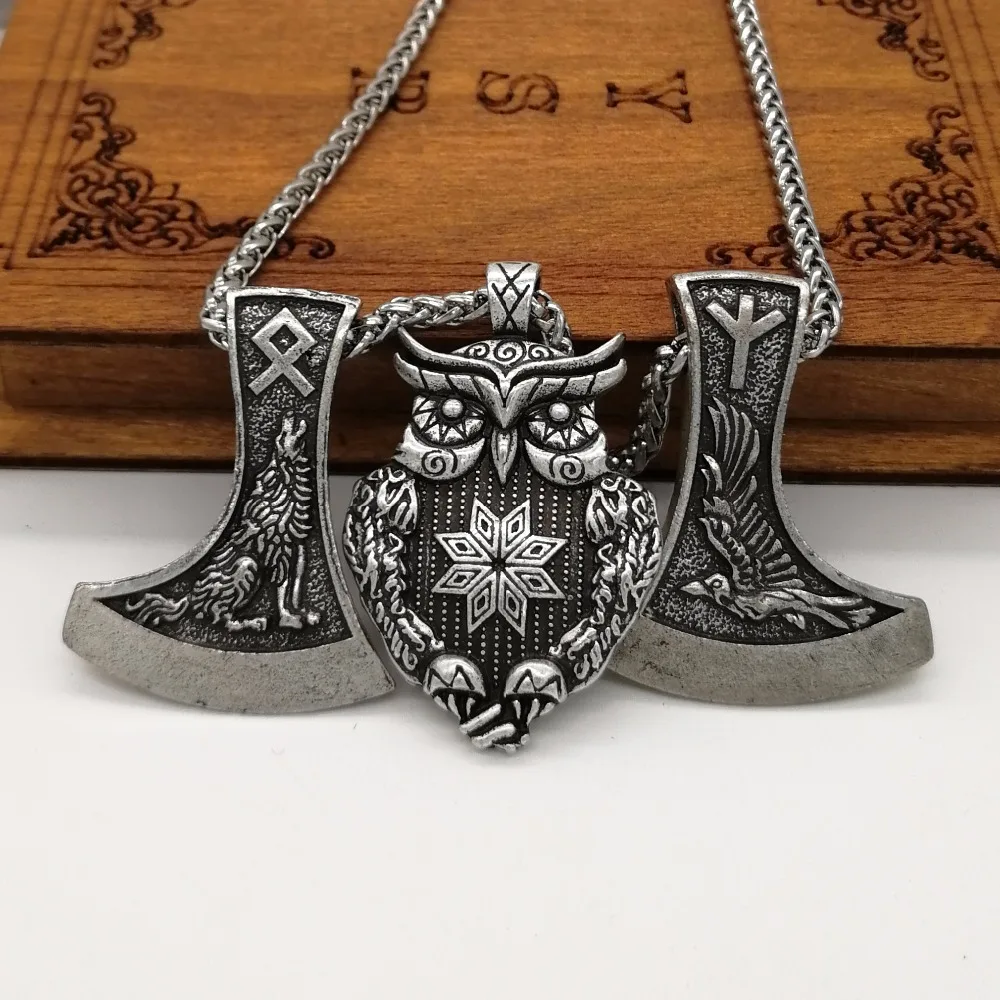 Viking Сова Алатырь кулон колье в винтажном стиле с массивными Nodic языческие