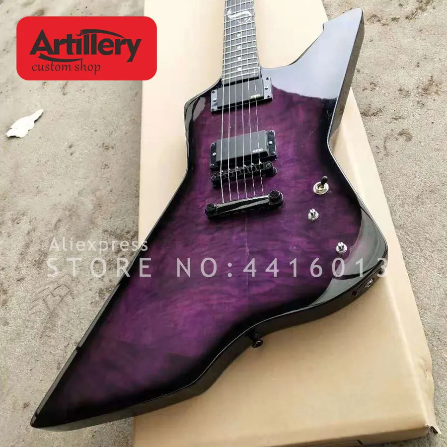 Custom JAMES HETFIELD 6 струн электрическая гитара с стеганым кленовым фиолетовым цветом