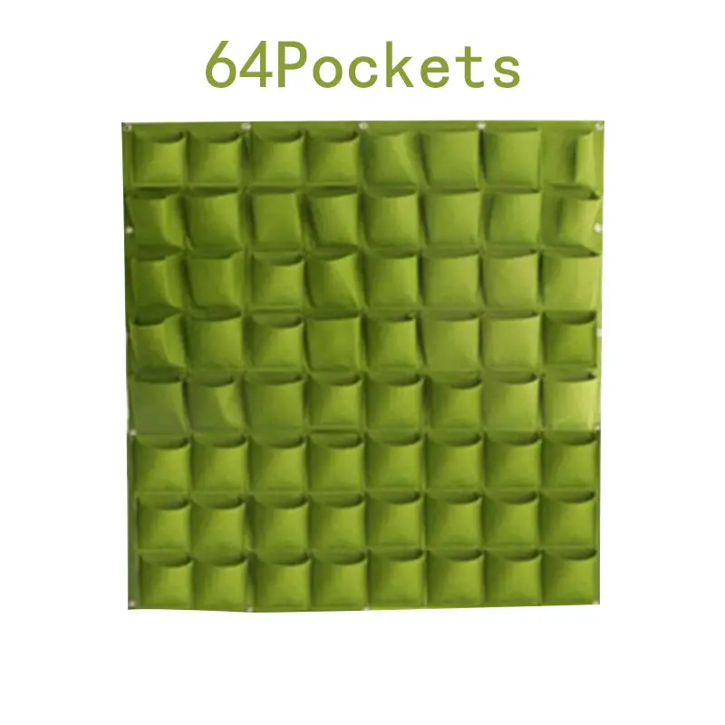100x100cm 64Pockets Настенный посадки сумки 9/18/25/36/49/64 карманы зеленый мешок расти ящик для комнатных растений, вертикальный огород живой Сад Сумка дома П - Цвет: 100x100cm 64Pockets