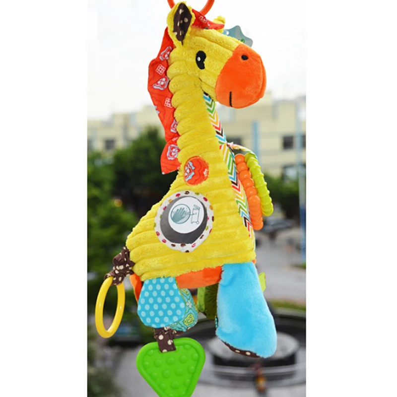 Детские развивающие мягкие плюшевые погремушки жираф животные игрушки коляски
