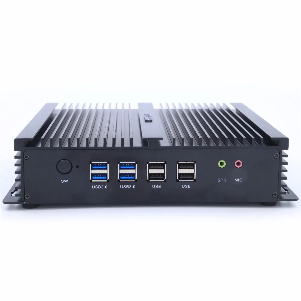 Hystou дешевый Безвентиляторный Компьютер Core i3 5005u с 4G RAM 64G SSD Mini ITX PC Celeron 2955U 2 * LAN HDMI 6