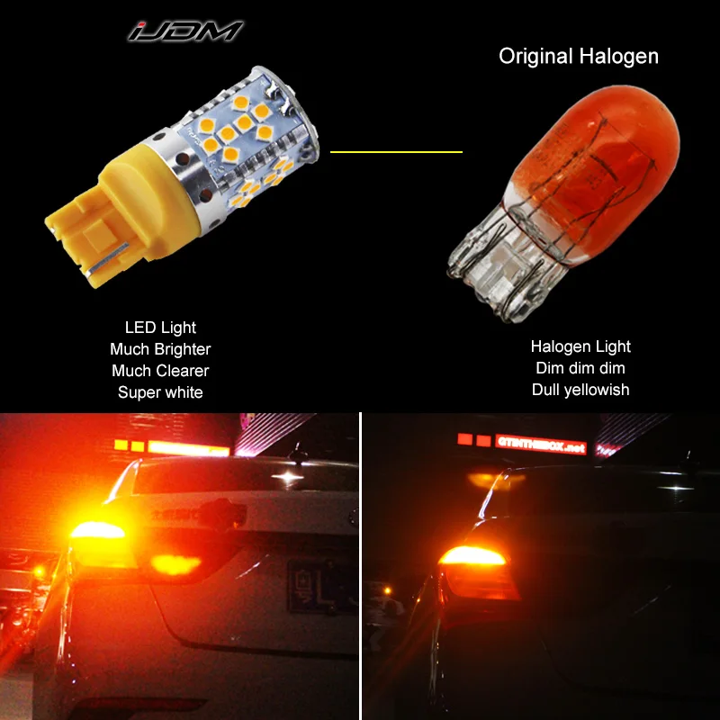 

(4) No Resistor Need Amber Yellow 35-emitter 3535 LED 7440 T20 LED Bulbs For Front or Rear Turn Signal Lights (No Hyper Flash)
