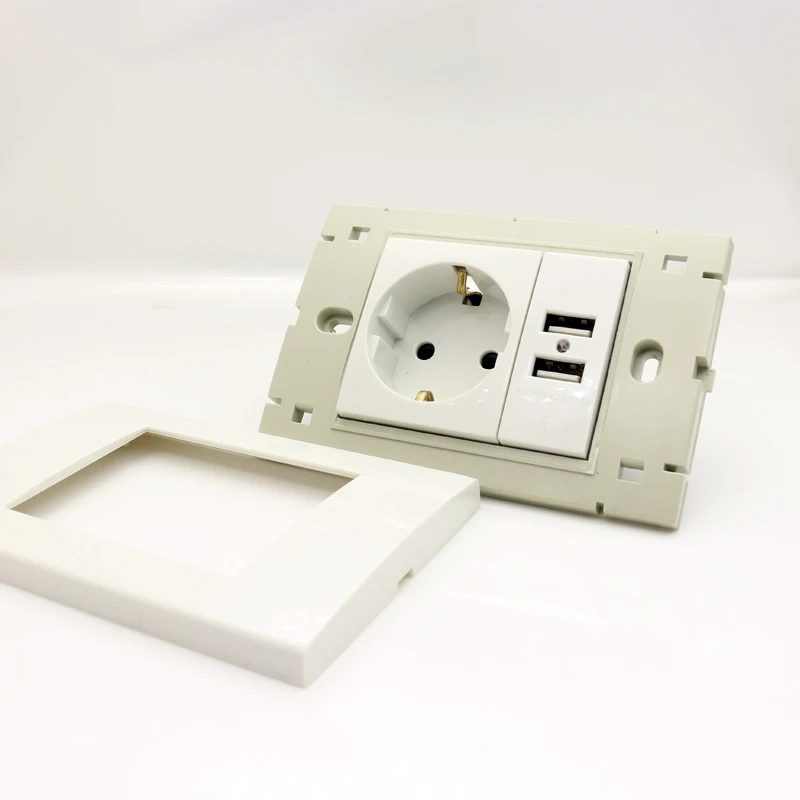 Фоторозетка с заземлением 16 А розетка европейского стандарта двойным USB разъемом