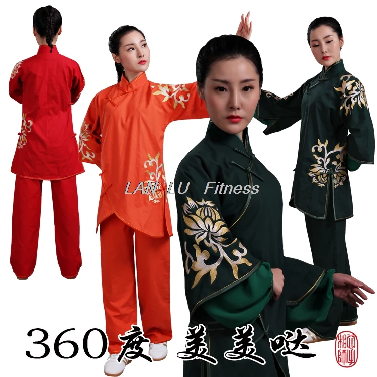 Оригинальные вышитые женские модели костюмов Tai Chi. Хлопок и лен. Костюм с