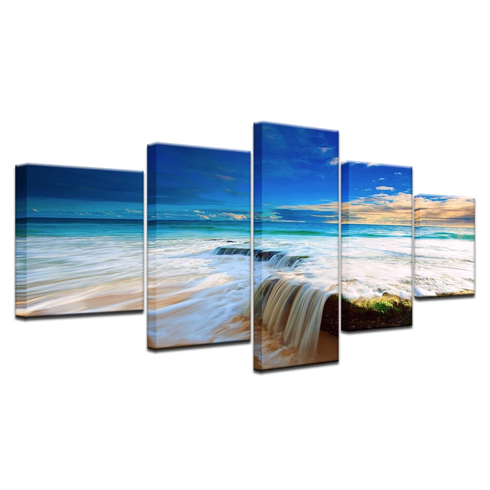 

Modular Picture Canvas HD Print Painting Poster Wall Art 5 Piece Waterfall Of Landscape Modern Decorative Home Living Room Decor