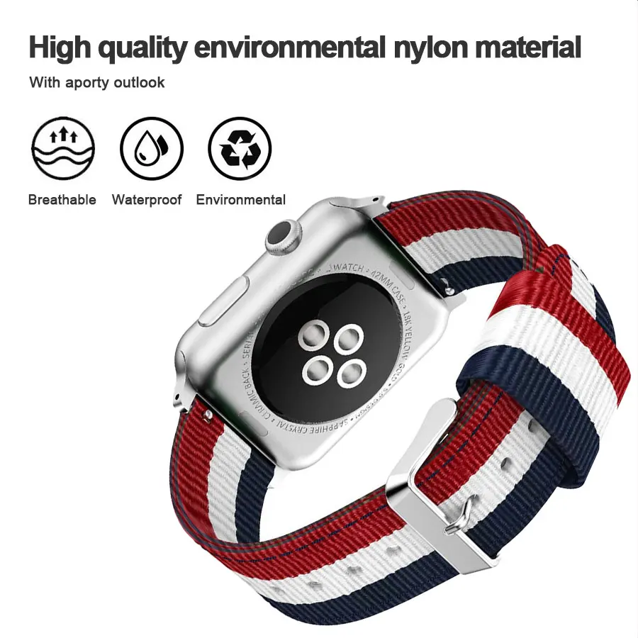 Yolovie нейлоновый тканый ремешок для Apple Watch 38 мм 42 мм 40 мм 44 мм Nato спортивные часы наручные полосы для iWatch Series5 4 3 2 1
