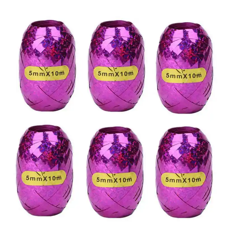 6pcs Ribbon 5 мм* 10 м воздушный шар, веревка, фольга, шар, лазер, розовое золото, серебро, лента, украшение для свадьбы, дня рождения, вечеринки, воздушный шар, упаковка, кран - Цвет: 6pcs Ribbon