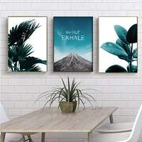 full squareround drill 5d diy diamond painting 3 piece black green leaf nordic poster embroidery cross stitch 5d kitchen decor