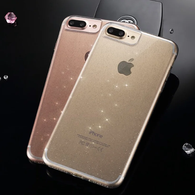 Fshang Сияющий для iphone 8 чехол блеск ультра тонкий Тонкий прозрачный силиконовый