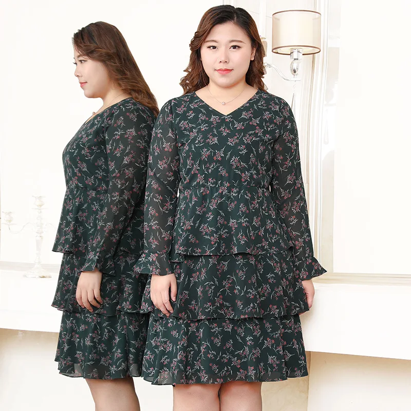 Плюс размеры 10XL 8XL 6XL 4XL для женщин Весна одежда с длинным рукавом платье V образным