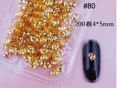 80 MKHG 200X золотые заклепки шипы для ногтей звезда/луна/ракушка квадрат/треугольник 94 типа 3d Металл Дизайн ногтей наконечник Металлические Шпильки наклейки декор - Цвет: 80