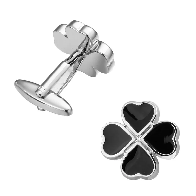 Роскошная рубашка запонки в виде черного клевера брендовые хипстерские для