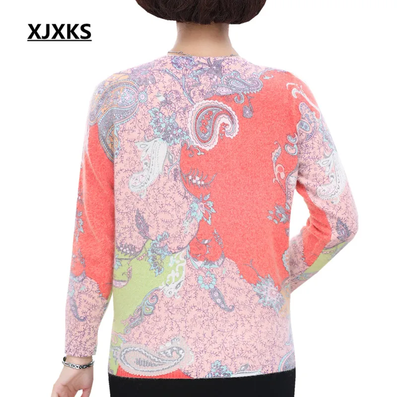 XJXKS Women's Cardigan Autumn Winter 2019 New Print Comfortable Rabbit Cashmere + High Quality Sweater Women |