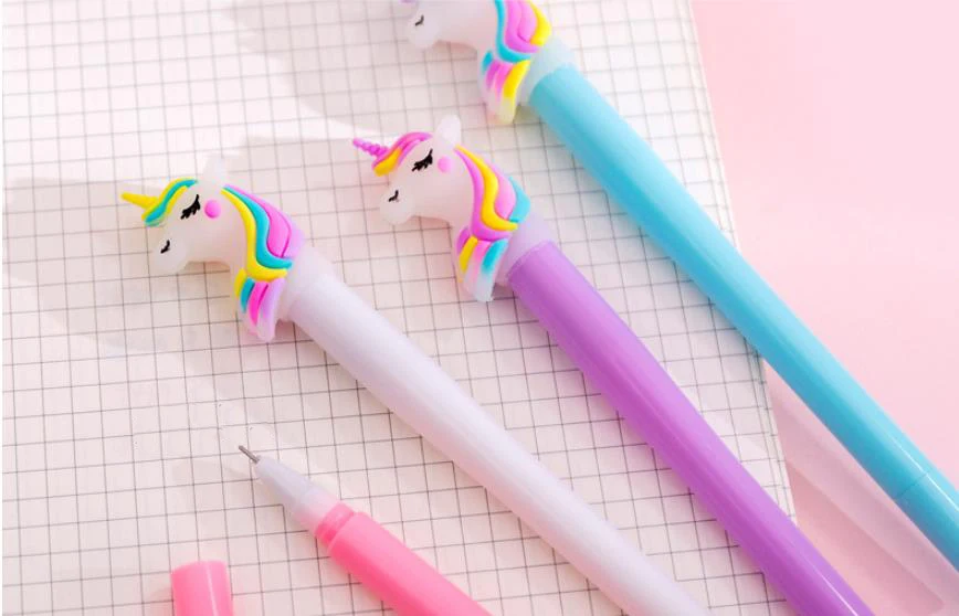 1 шт. Единорог светящаяся гелевая ручка 0,38 мм Kawaii Канцелярские гелевые ручки новинка милые ручки черная письменная Ручка Kawaii школьные принадлежности